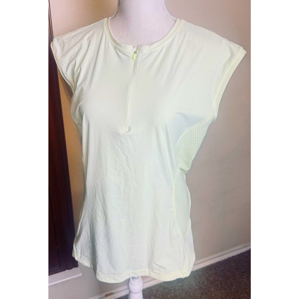 Athleta‎ 1/4 Zip Tank Top Pacifica Swim Workout Yellow Nylon Spandex Sz L